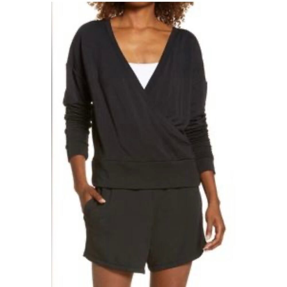 Zella‎ Black Peaceful Wrap Sweater Women's Size XXS  NWT